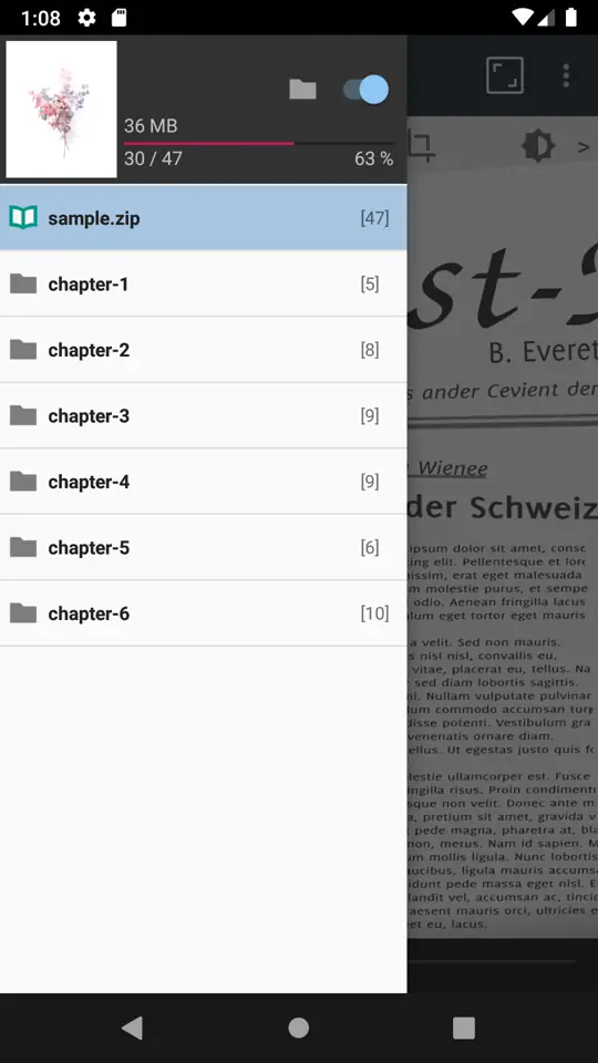 ComicScreen chapter drawer