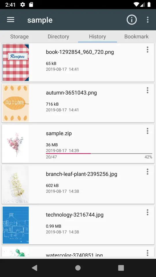 ComicScreen storage list