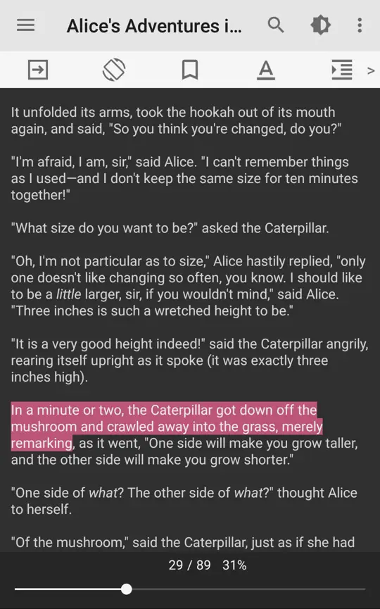TextClip highlighted reading
